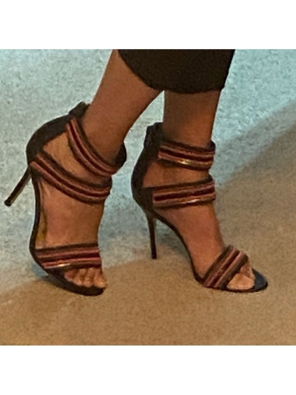 Sam Edelman’Alton’ high heels- needle heels, leather , sz 8M black/ salmon/ pink - Picture 5 of 11
